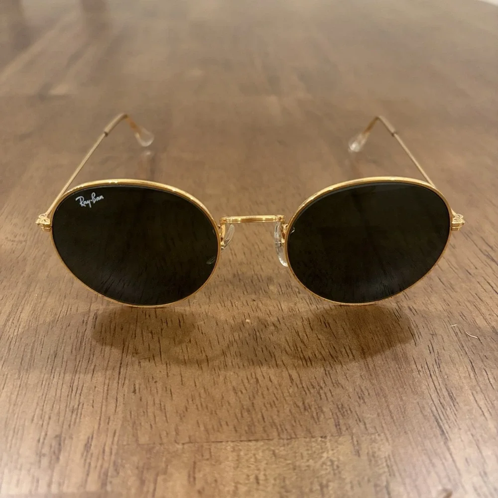 Vintage B & L Ray-Ban Gold Round Sunglasses Gold Plated W0607 Bausch & Lomb 90's